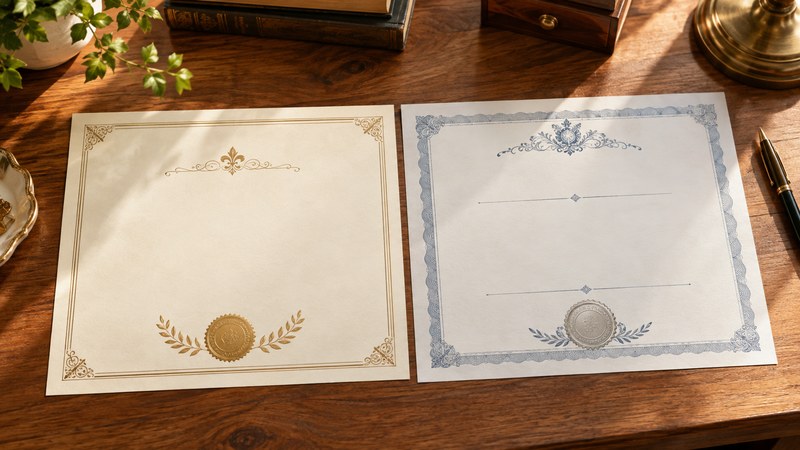 団体ごとに異なるレイキの証明書を並べた福岡のレイキ講座の机